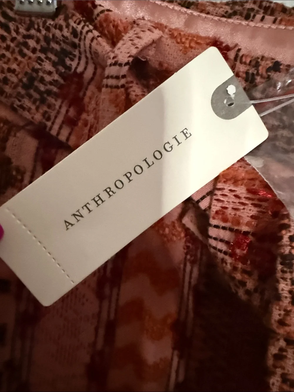 Anthropologie Pink & Orange Patterned Tie-Waist Shorts